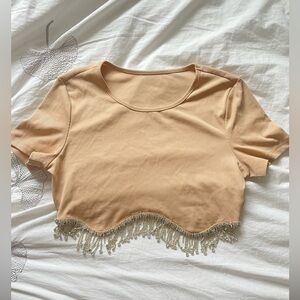 Rhinestone Fringe Crop Top